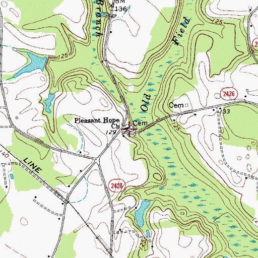 Topographic Map of Pleasant Hope Church, NC