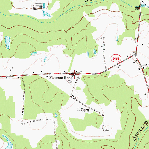 Topographic Map of Pleasant Hope Church, NC