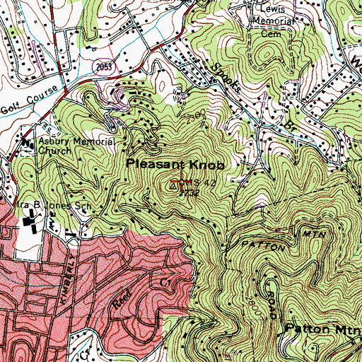 Topographic Map of Pleasant Knob, NC