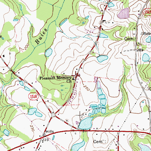 Topographic Map of Pleasant Memory Church, NC
