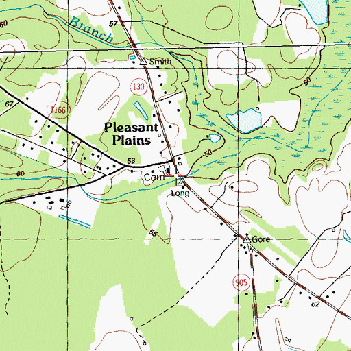 Topographic Map of Pleasant Plains Bridge, NC