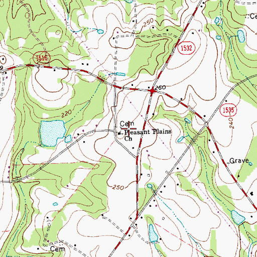 Topographic Map of Pleasant Plains Church, NC