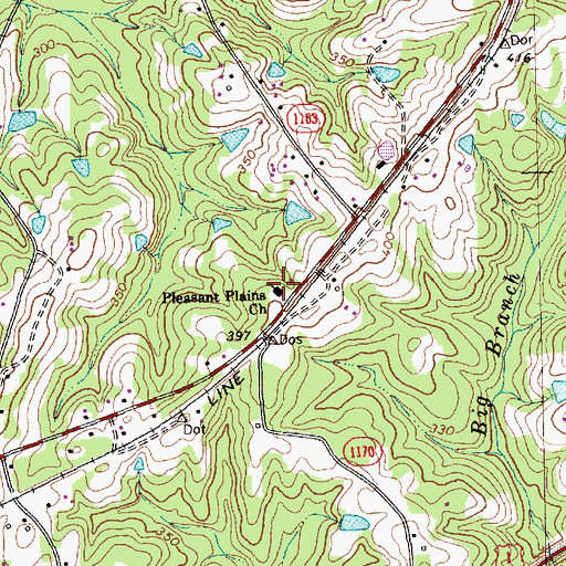 Topographic Map of Pleasant Plains Church, NC