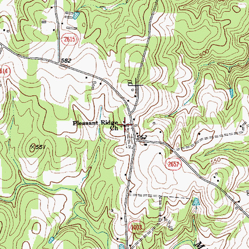 Topographic Map of Pleasant Ridge Church, NC