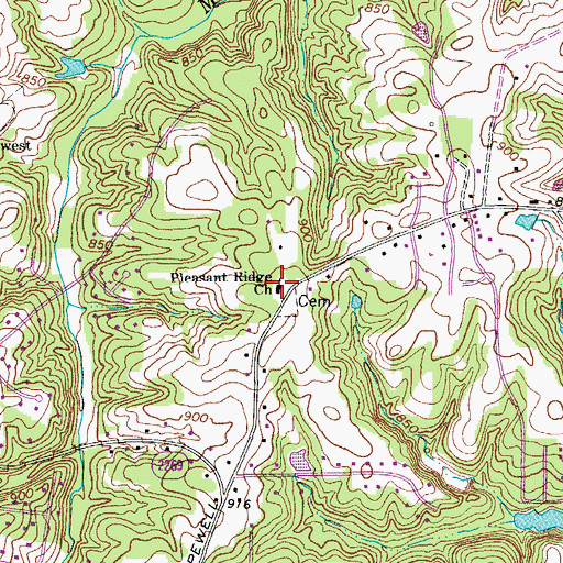 Topographic Map of Pleasant Ridge Church, NC