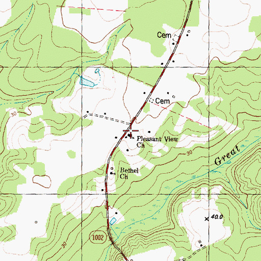Topographic Map of Pleasant View Church, NC