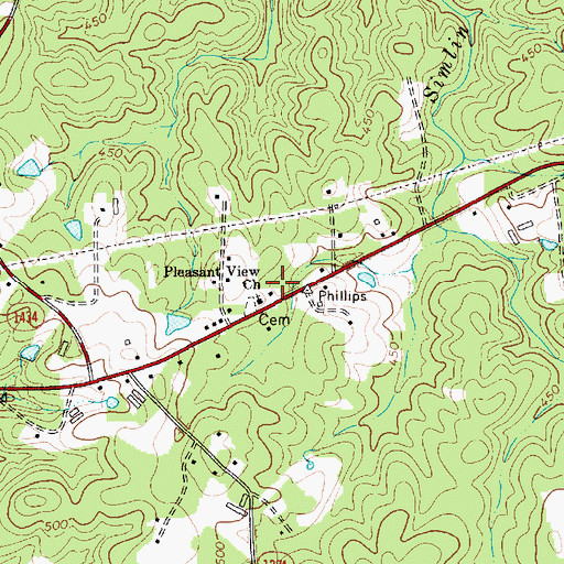 Topographic Map of Pleasant View Church, NC