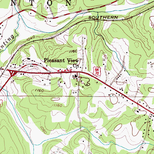 Topographic Map of Pleasant View Church, NC