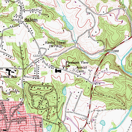 Topographic Map of Pleasant View Church, NC