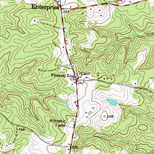 Topographic Map of Pleasant Zion Church, NC