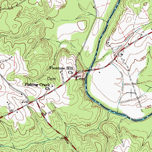 Topographic Map of Pleasure Hill Church, NC