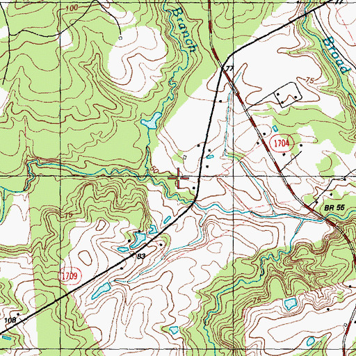 Topographic Map of Plum Branch, NC