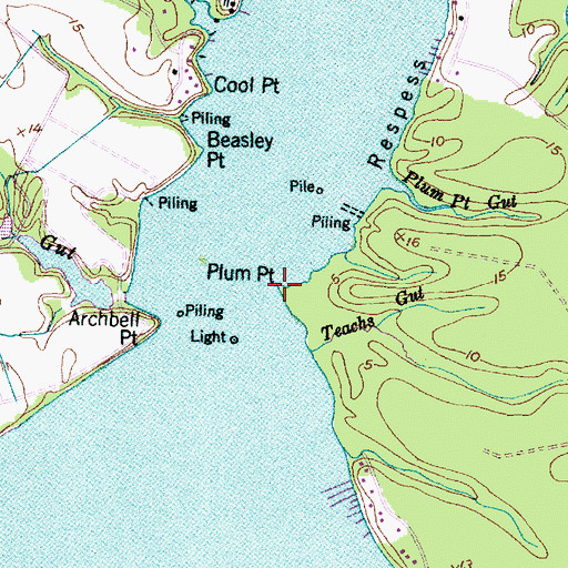 Topographic Map of Plum Point, NC