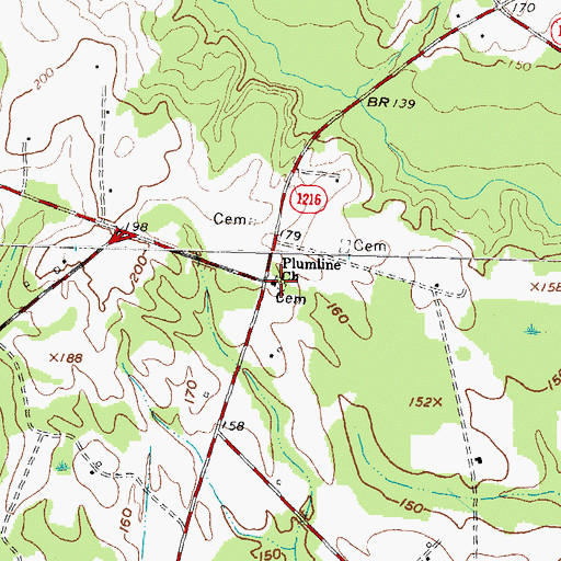 Topographic Map of Plumline Church, NC