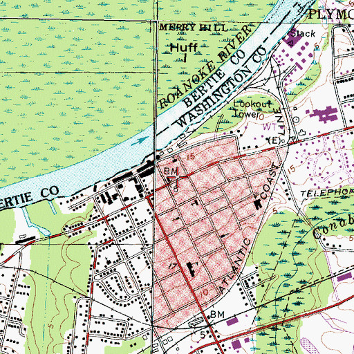 Topographic Map of Plymouth, NC