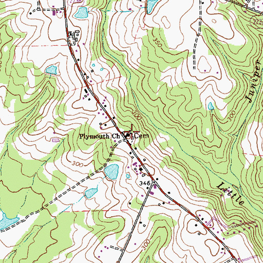 Topographic Map of Plymouth Church, NC