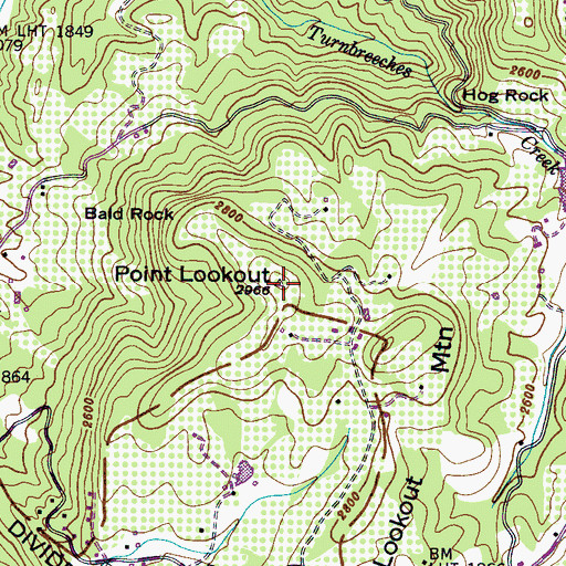 Topographic Map of Point Lookout, NC