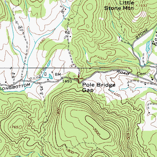 Topographic Map of Pole Bridge Gap, NC