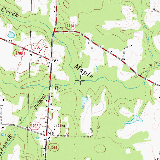 Topographic Map of Polecat Branch, NC