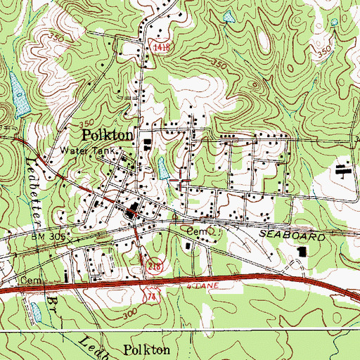 Topographic Map of Polkton, NC
