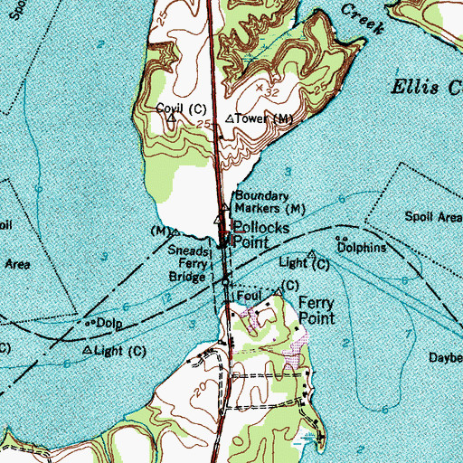 Topographic Map of Pollocks Point, NC
