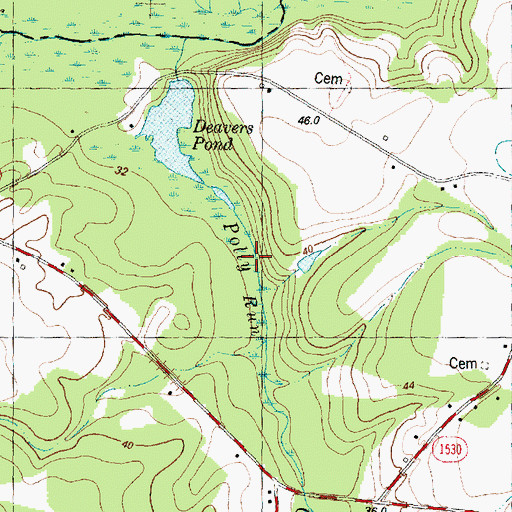 Topographic Map of Polly Run Creek, NC