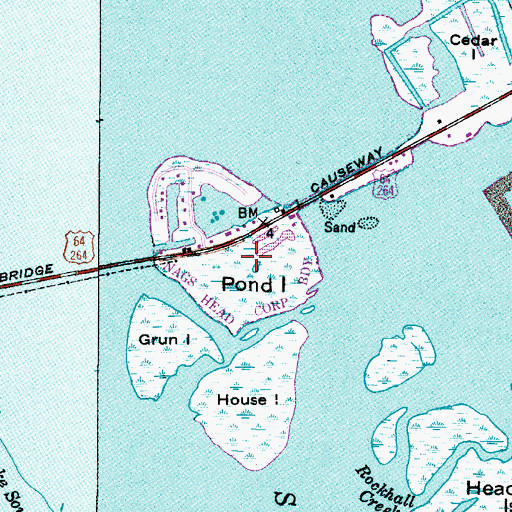 Topographic Map of Pond Island, NC