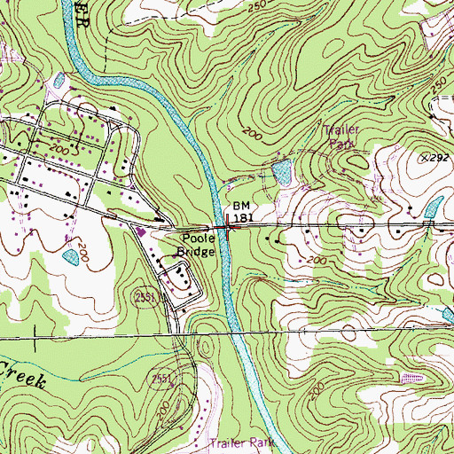 Topographic Map of Poole Bridge, NC