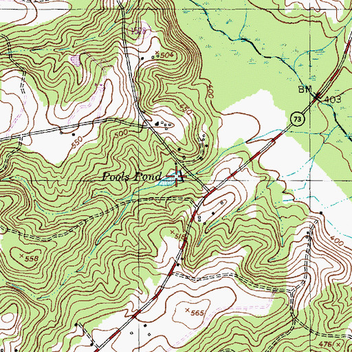 Topographic Map of Pools Pond, NC