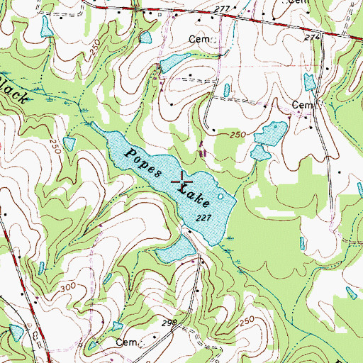 Topographic Map of Popes Lake, NC