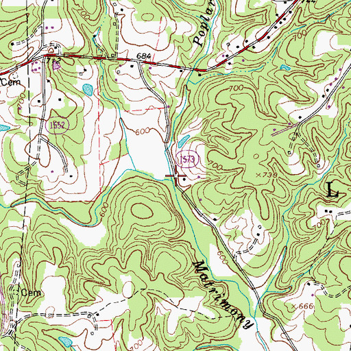 Topographic Map of Poplar Branch, NC