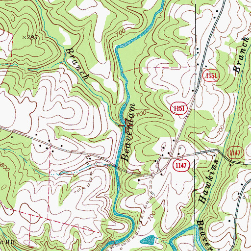 Topographic Map of Poplar Branch, NC