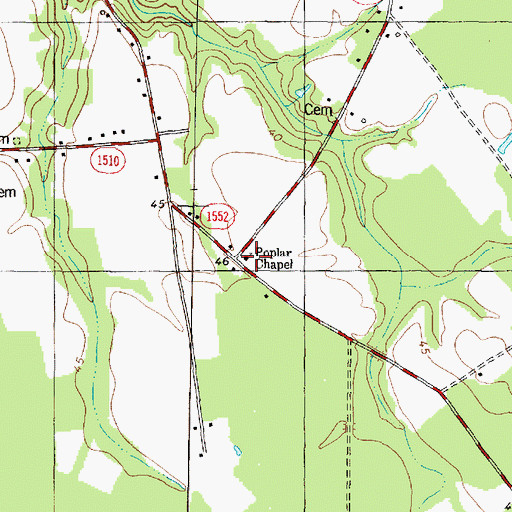 Topographic Map of Poplar Chapel, NC