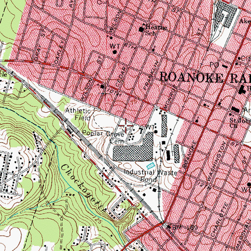 Topographic Map of Poplar Grove Cemetery, NC