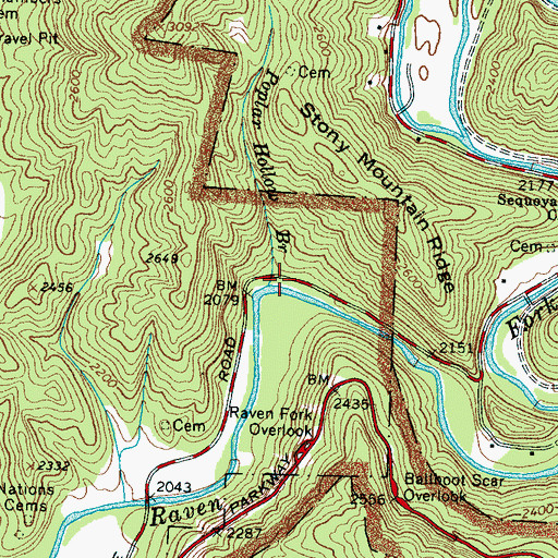 Topographic Map of Poplar Hollow Branch, NC