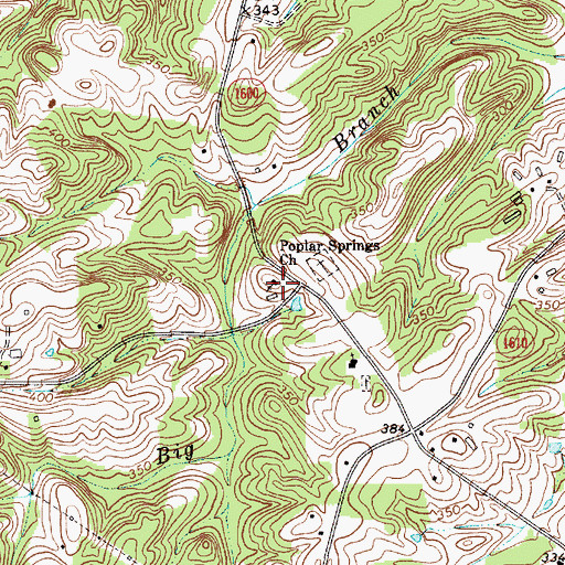 Topographic Map of Poplar Spring Church, NC