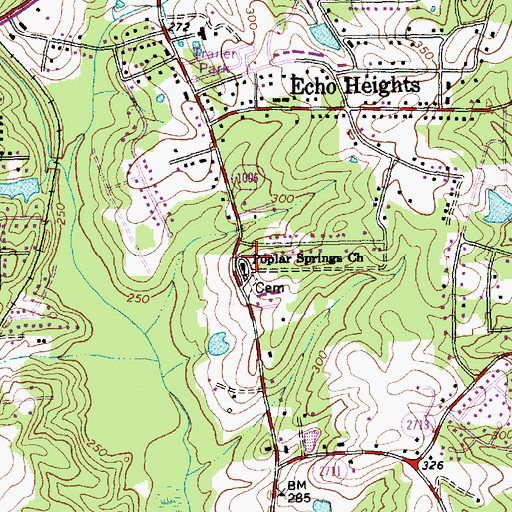 Topographic Map of Poplar Springs Church, NC