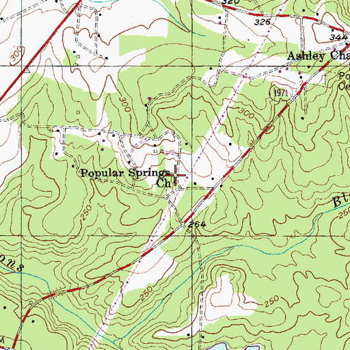 Topographic Map of Popular Springs Church, NC