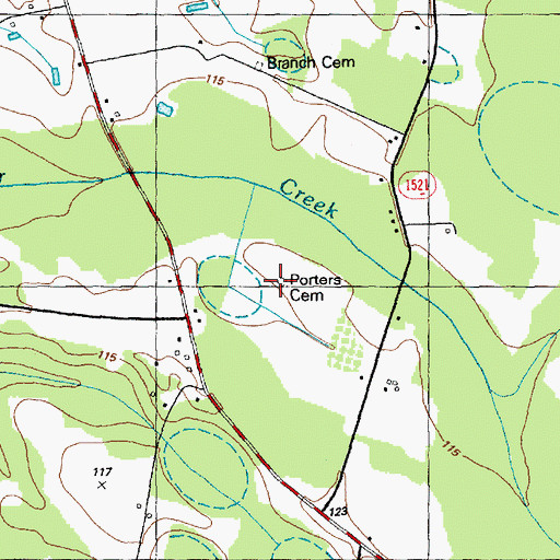 Topographic Map of Porters Cemetery, NC