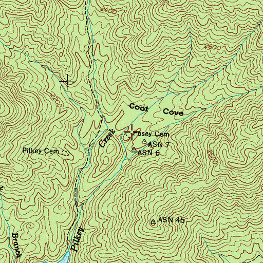 Topographic Map of Posey Cemetery, NC