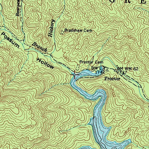 Topographic Map of Possum Hollow, NC
