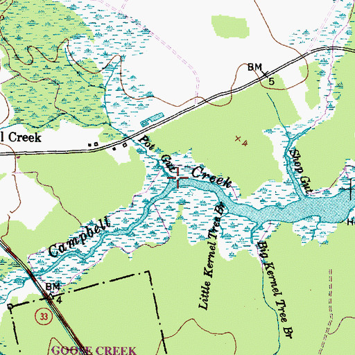 Topographic Map of Pot Gut, NC