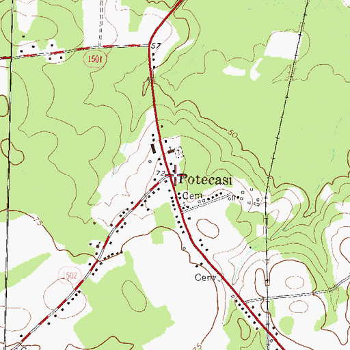 Topographic Map of Potecasi, NC