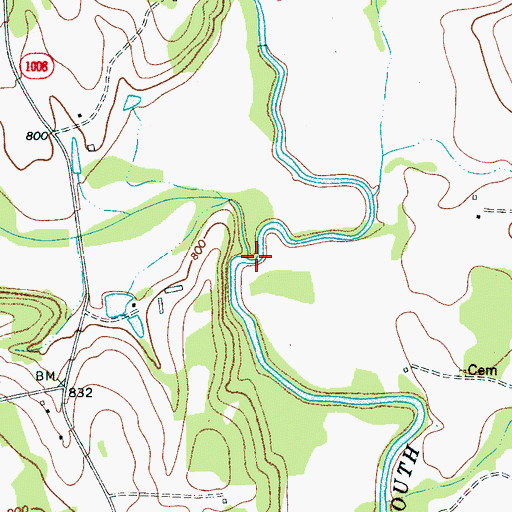 Topographic Map of Pott Creek, NC