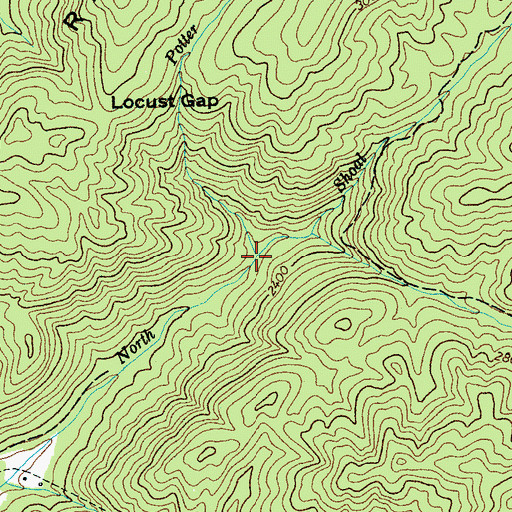 Topographic Map of Potter Branch, NC