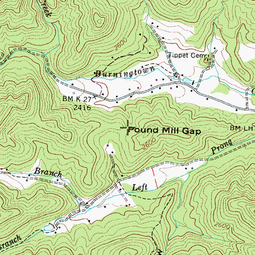 Topographic Map of Pound Mill Gap, NC