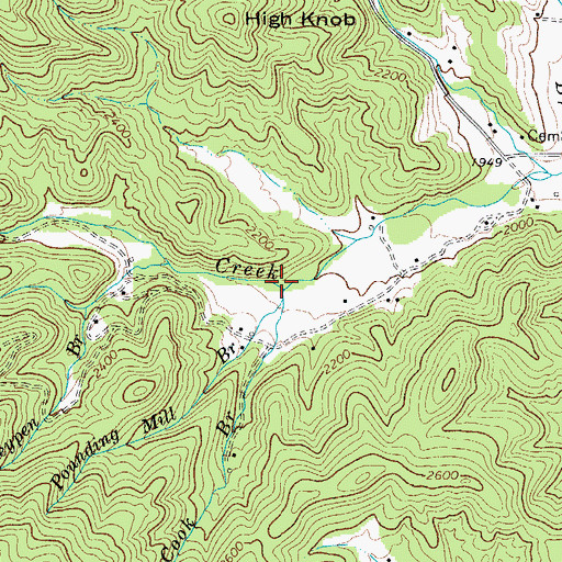 Topographic Map of Pounding Mill Branch, NC