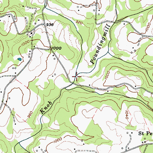 Topographic Map of Poundingmill Creek, NC