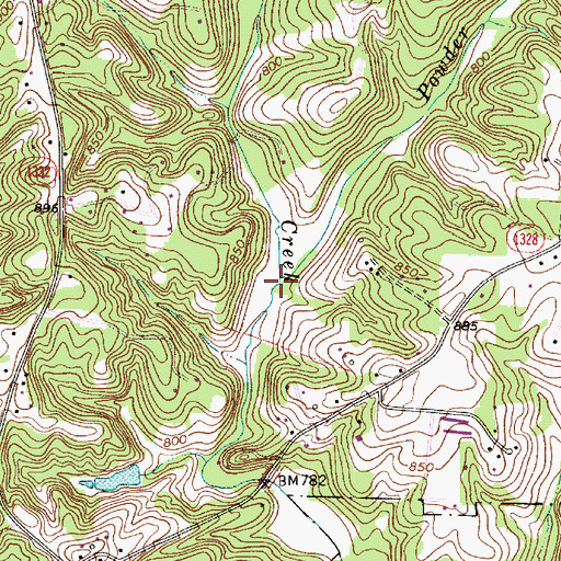 Topographic Map of Powder Spring Branch, NC