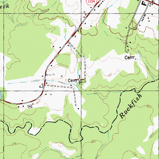 Topographic Map of Powers Cemetery, NC